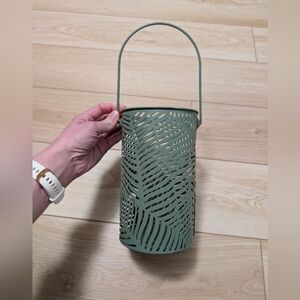 Green Metal Lantern With Leaf Pattern From Target